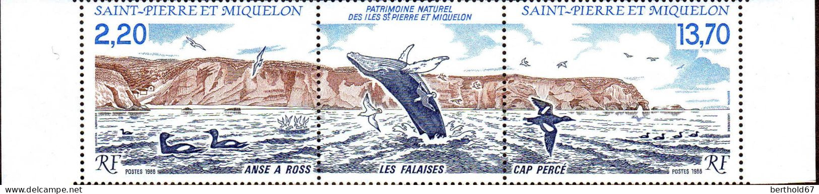 SPM Poste N** Yv: 495A Mi:566Zf Patrimoine Naturel Bord De Feuille (Thème) - Baleines