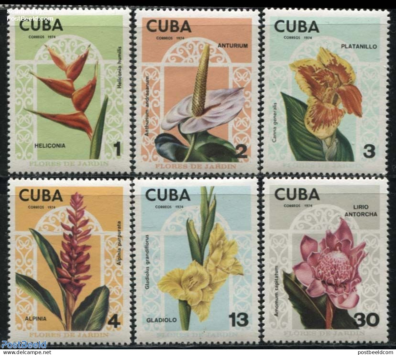 Cuba 1974 Garden Flowers 6v, Mint NH, Nature - Flowers & Plants - Nuovi
