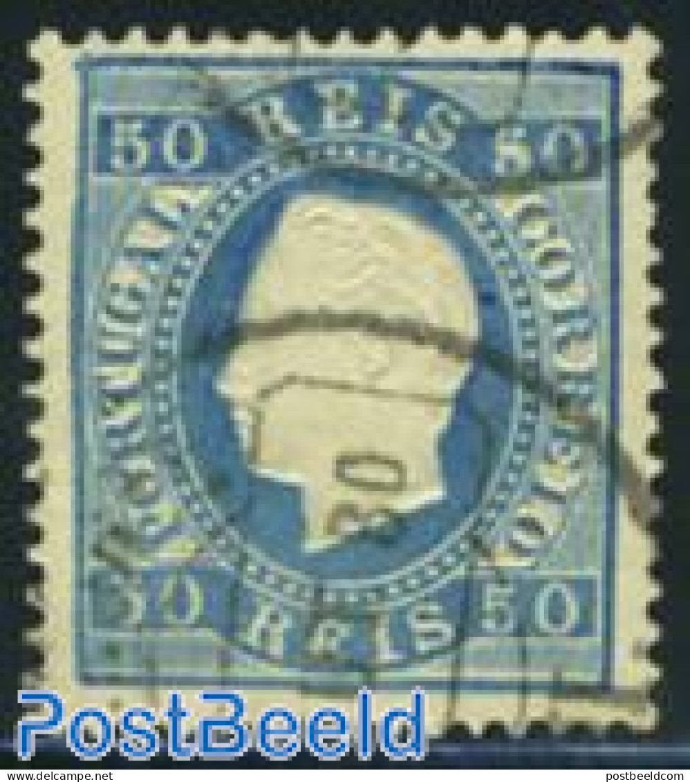Portugal 1879 50R Blue, Perf. 12.5, Used, Used - Usado