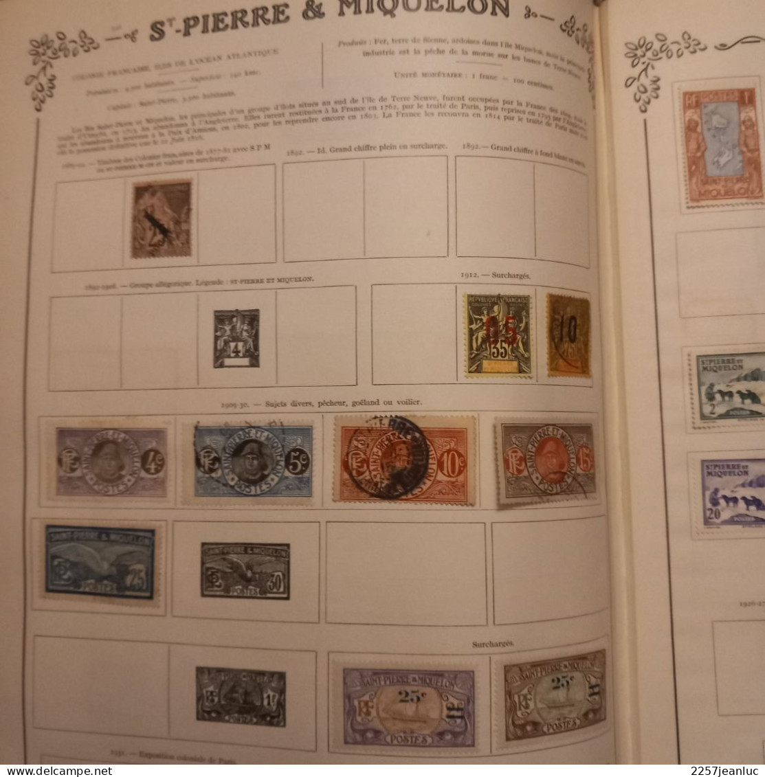 Lot  De 23 Timbres De Saint Pierre Et Miquelon De 1890 à 1938 Sur Feuilles Album Ancien - Usati