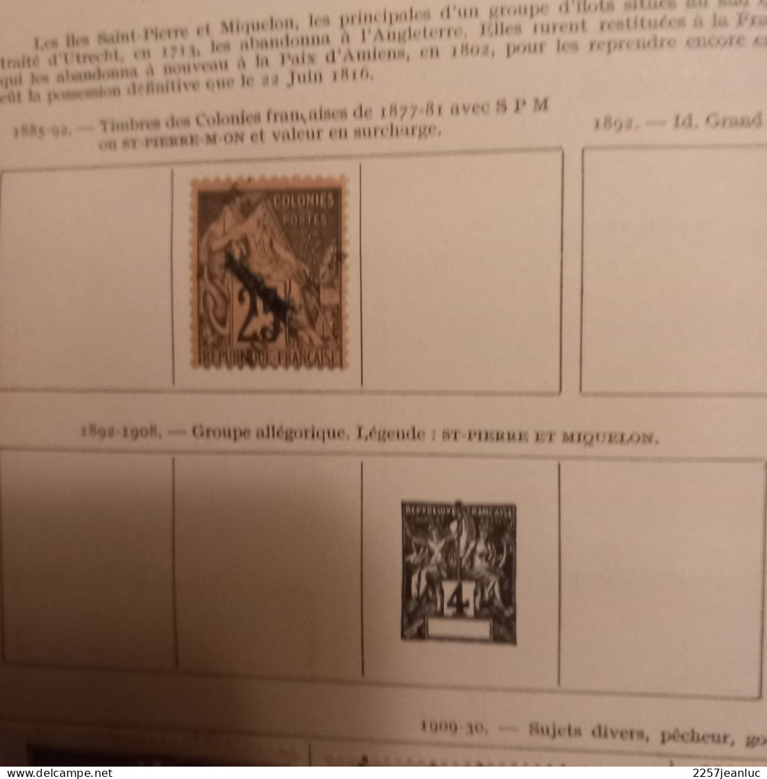 Lot  De 23 Timbres De Saint Pierre Et Miquelon De 1890 à 1938 Sur Feuilles Album Ancien - Oblitérés