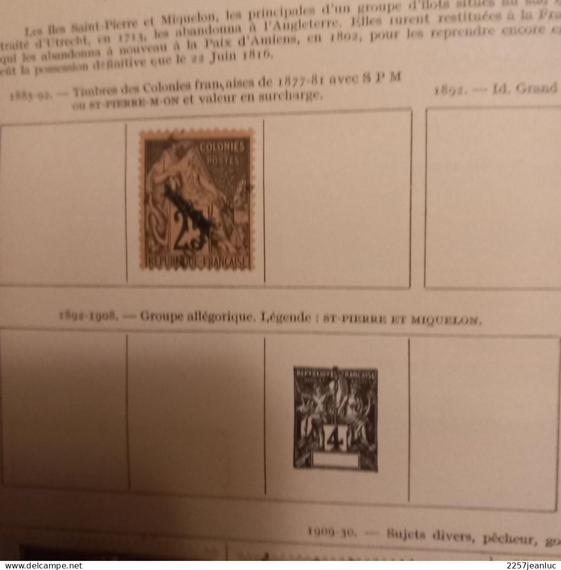 Lot  De 23 Timbres De Saint Pierre Et Miquelon De 1890 à 1938 Sur Feuilles Album Ancien - Usados