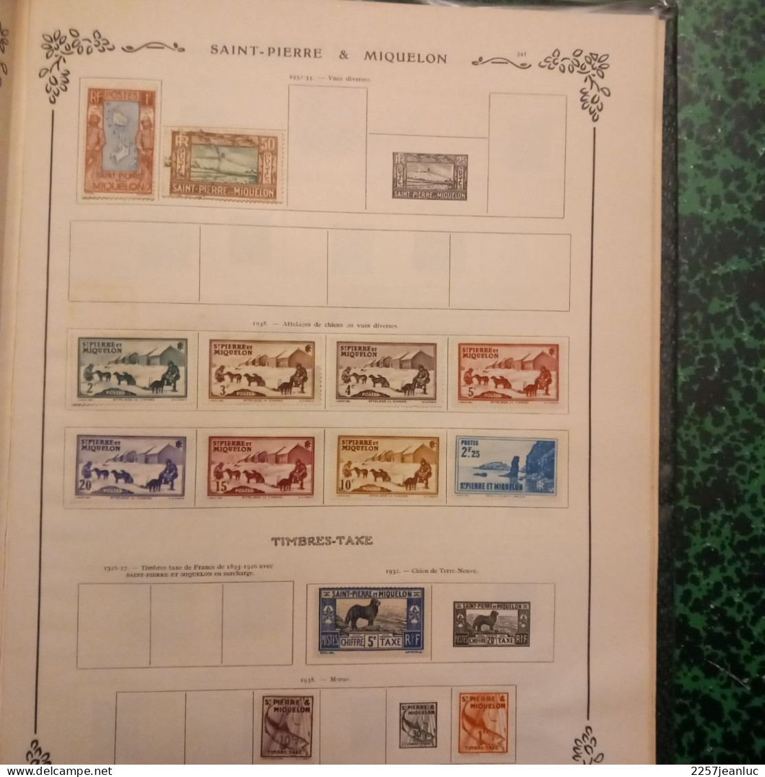 Lot  De 23 Timbres De Saint Pierre Et Miquelon De 1890 à 1938 Sur Feuilles Album Ancien - Gebraucht