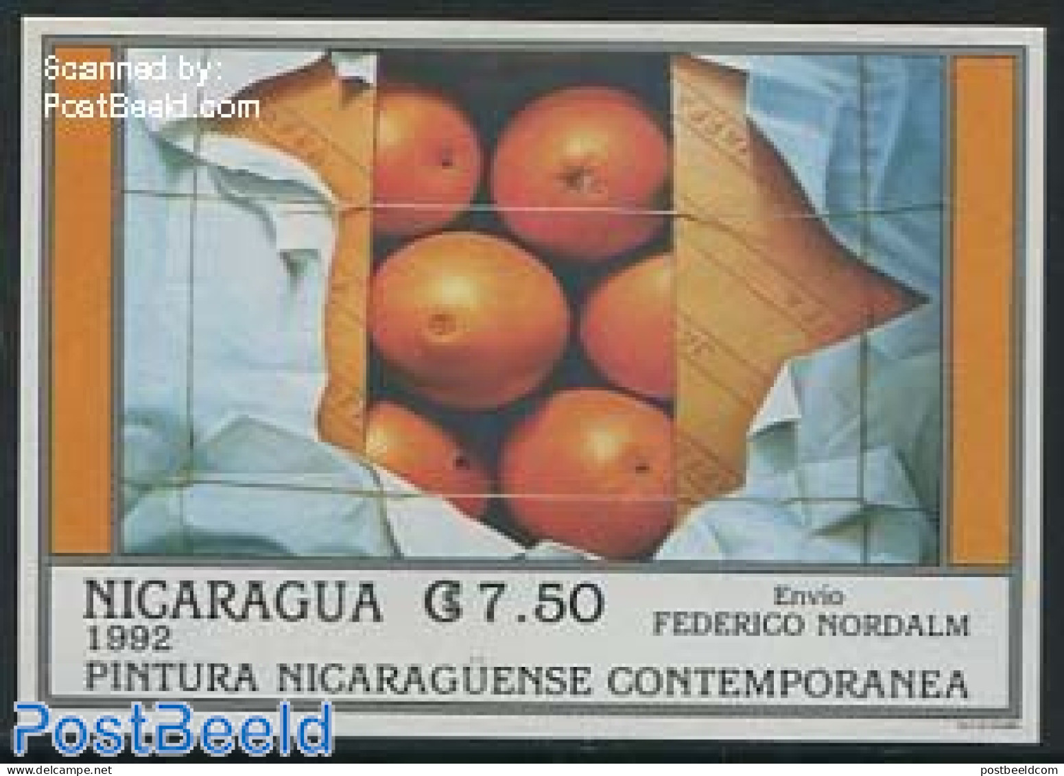 Nicaragua 1992 Modern Art S/s, Mint NH, Nature - Fruit - Art - Paintings - Fruits