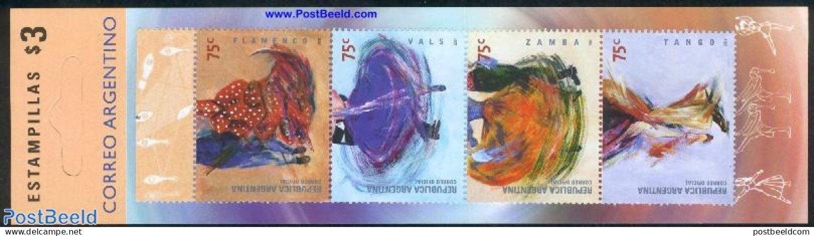 Argentina 2001 Traditional Dances 4v Issued In Booklet, Mint NH, Performance Art - Dance & Ballet - Stamp Booklets - Ungebraucht