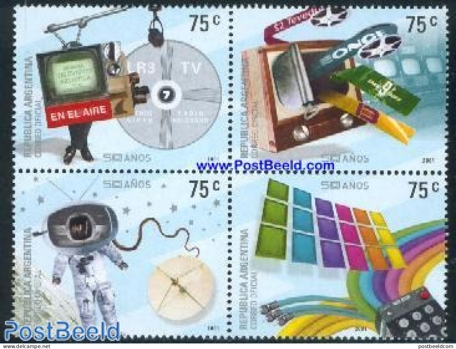 Argentina 2001 50th Anniversary Of Argentine Television 4v, Mint NH, Performance Art - Science - Transport - Radio And.. - Unused Stamps