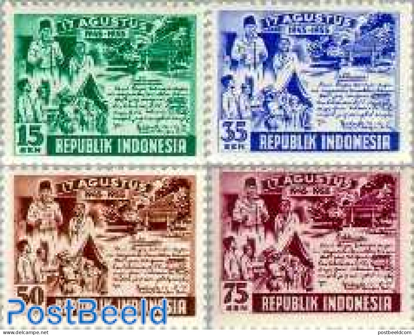 Indonesia 1955 10 Years Independence 4v, Mint NH, Art - Handwriting And Autographs - Indonesia