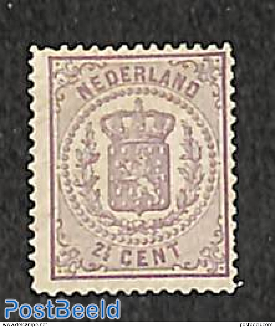 Netherlands 1869 2.5c, Perf. 13.25, Large Holes, Stamp Out Of Set, Unused (hinged) - Ongebruikt