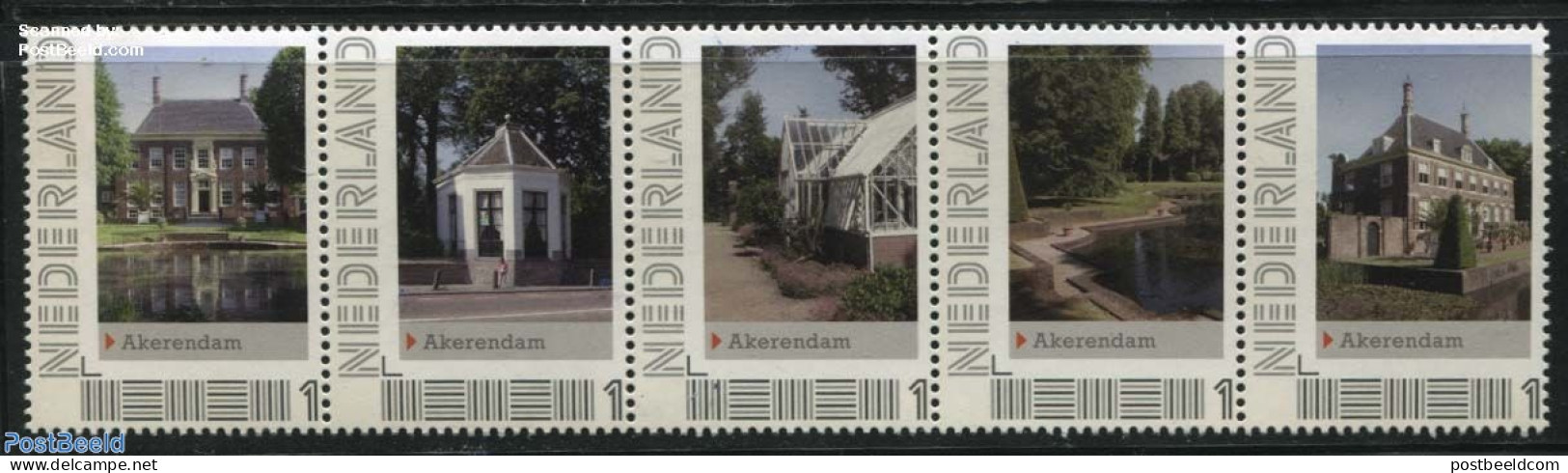 Netherlands - Personal Stamps TNT/PNL 2012 Akerendam 4V [::::], Mint NH, Nature - Trees & Forests - Castles & Fortific.. - Rotary, Lions Club