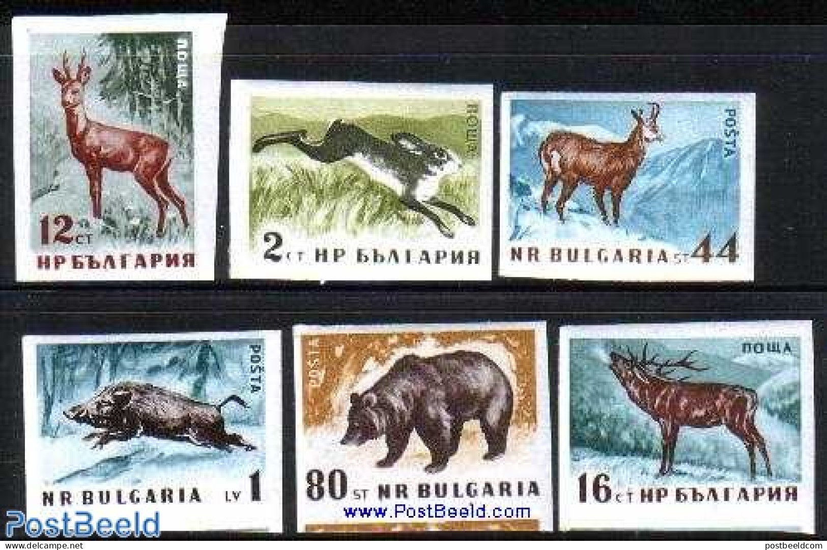 Bulgaria 1958 Forest Animals 6v Imperforated, Mint NH, Nature - Animals (others & Mixed) - Bears - Deer - Rabbits / Ha.. - Unused Stamps