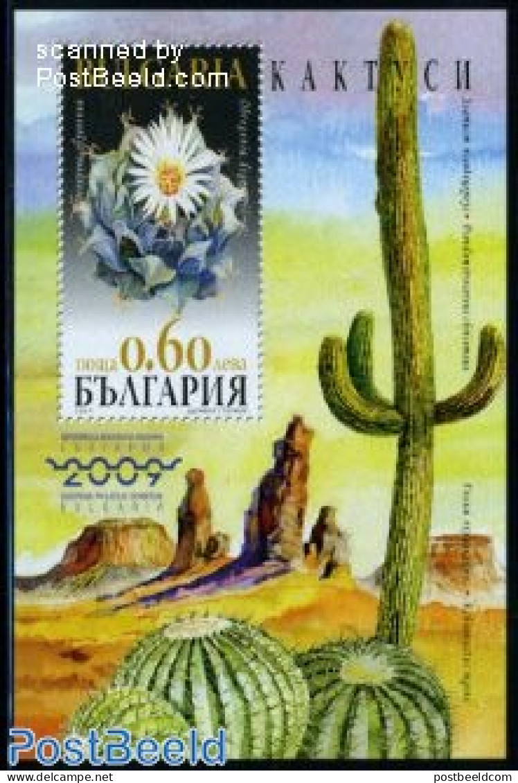 Bulgaria 2009 Cactus Flowers S/s Imperforated (printed Perf.), Mint NH, Nature - Cacti - Flowers & Plants - Nuevos
