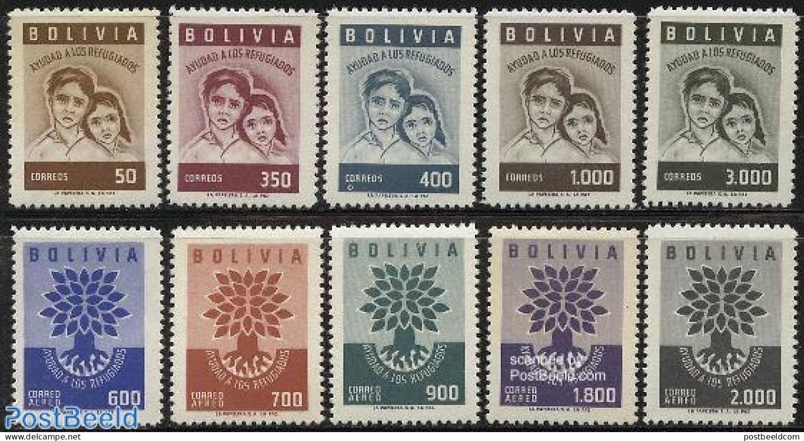 Bolivia 1960 World Refugees Year 10v, Mint NH, History - Refugees - Flüchtlinge
