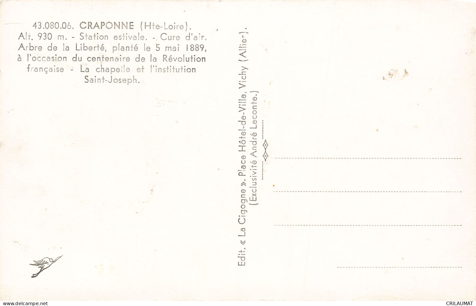 43-CRAPONNE-N°T5246-B/0325 - Craponne Sur Arzon
