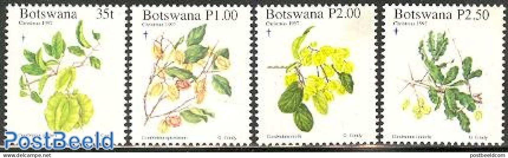 Botswana 1997 Christmas, Trees 4v, Mint NH, Nature - Religion - Flowers & Plants - Christmas - Christmas
