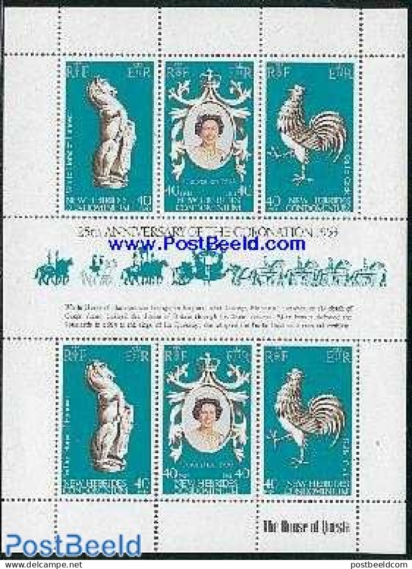 New Hebrides 1978 Silver Coronation S/s E, Mint NH, History - Nature - Kings & Queens (Royalty) - Birds - Poultry - Neufs