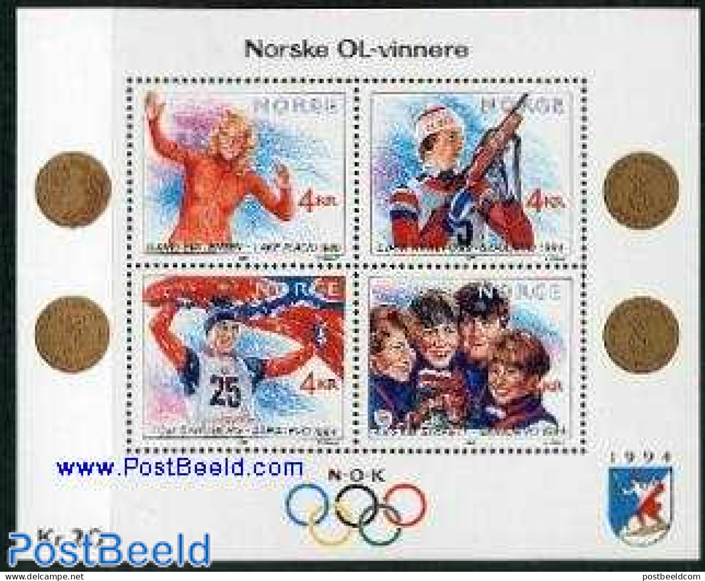 Norway 1989 Olympic Winter Winners S/s, Mint NH, Sport - Olympic Winter Games - Shooting Sports - Skating - Ungebraucht
