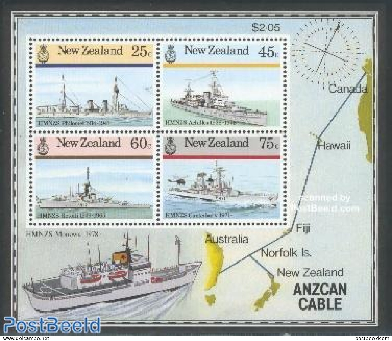 New Zealand 1985 Naval Ships S/s, Mint NH, Transport - Helicopters - Ships And Boats - Unused Stamps