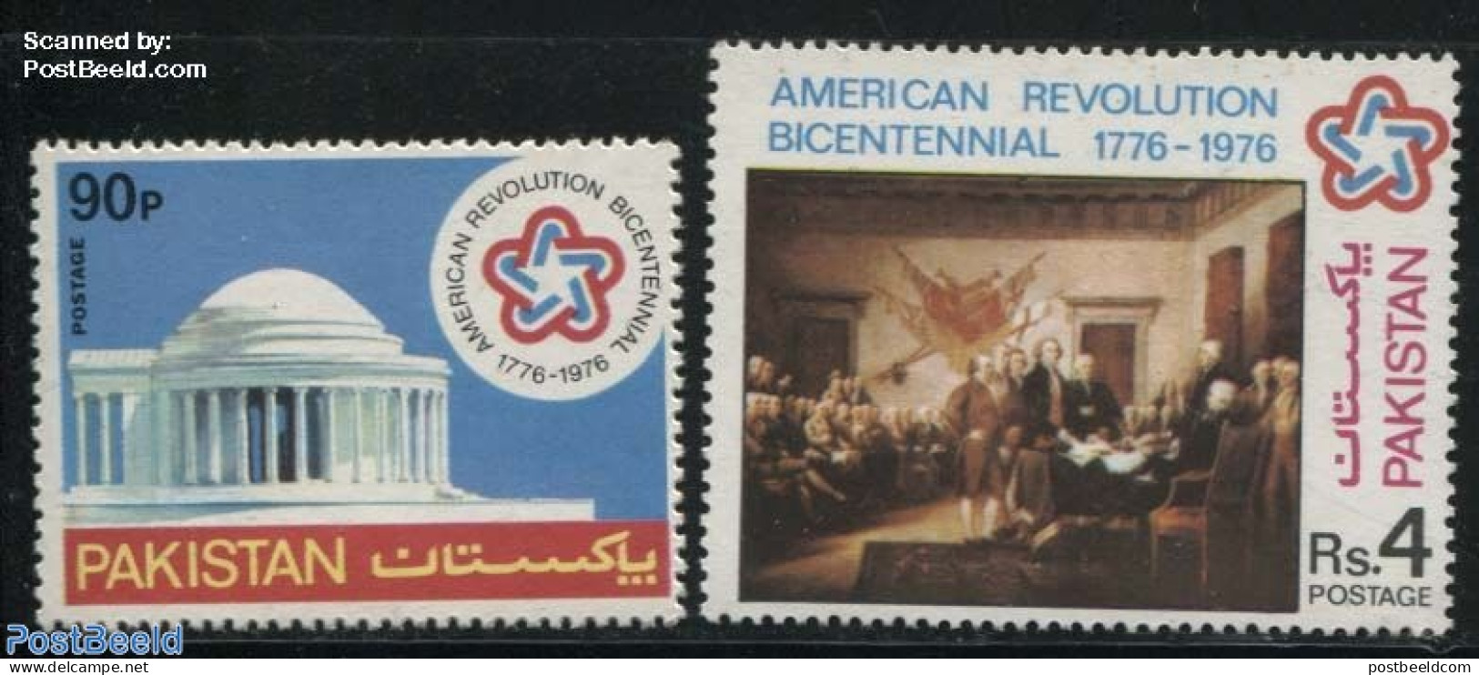 Pakistan 1976 American Bicentenary 2v, Mint NH, History - US Bicentenary - Art - Paintings - Pakistan