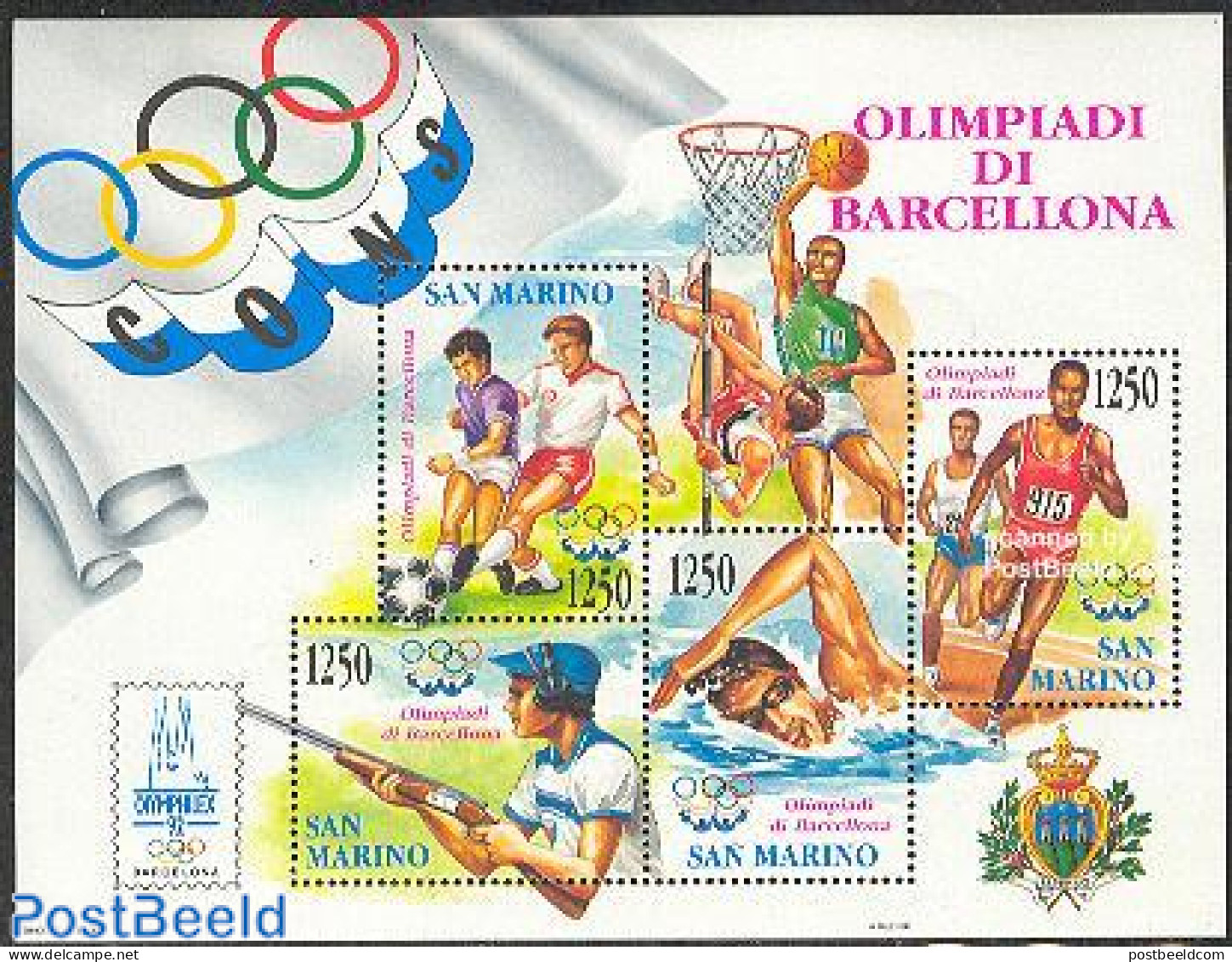 San Marino 1992 Olympic Games Barcelona S/s, Mint NH, Sport - (Bob) Sleigh Sports - Football - Olympic Games - Sport (.. - Nuevos