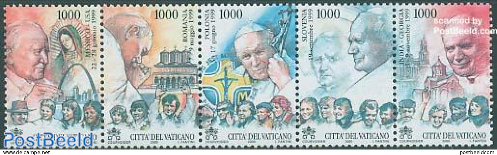 Vatican 2000 World Travels 5v [::::], Mint NH, Religion - Pope - Unused Stamps