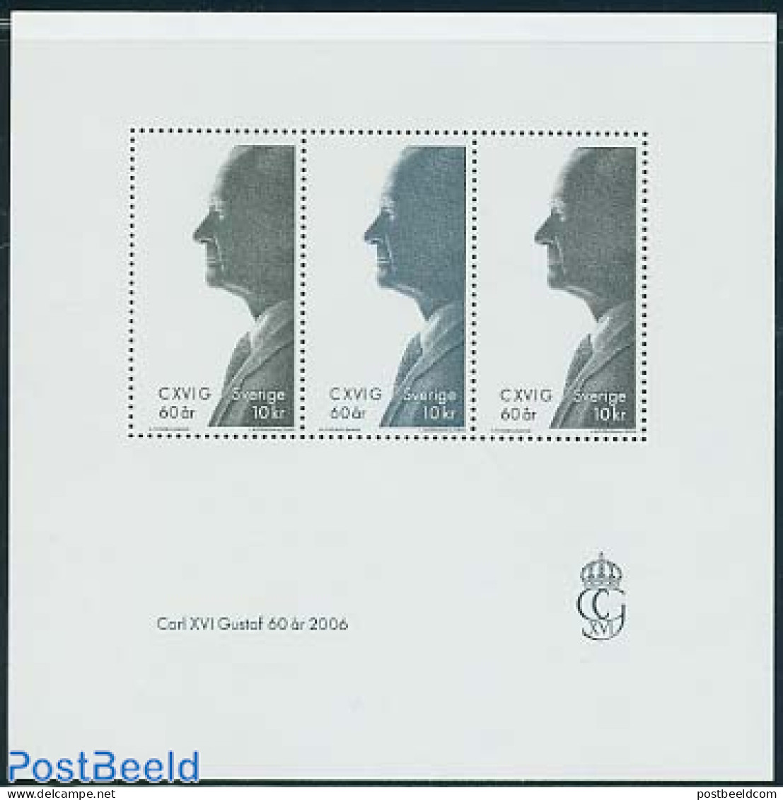 Sweden 2006 60 Years King Carl XVI Gustaf S/s, Mint NH, History - Kings & Queens (Royalty) - Unused Stamps