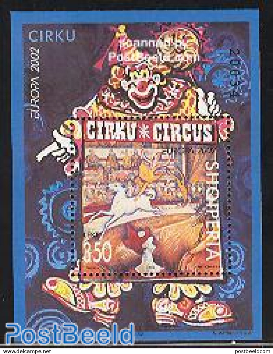 Albania 2002 Europa, Circus S/s, Mint NH, History - Nature - Performance Art - Europa (cept) - Horses - Circus - Art -.. - Circo