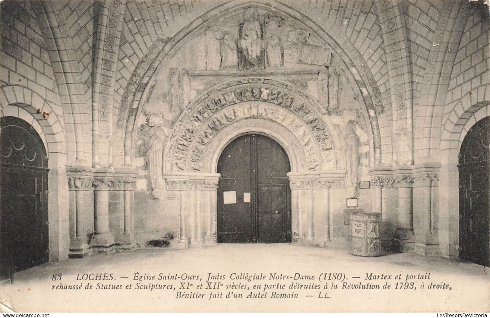 FRANCE - Loches - église Saint Ours - Jadis Collégiale Notre Dame (1180) - Martex Et Portail - Carte Postale Ancienne - Loches