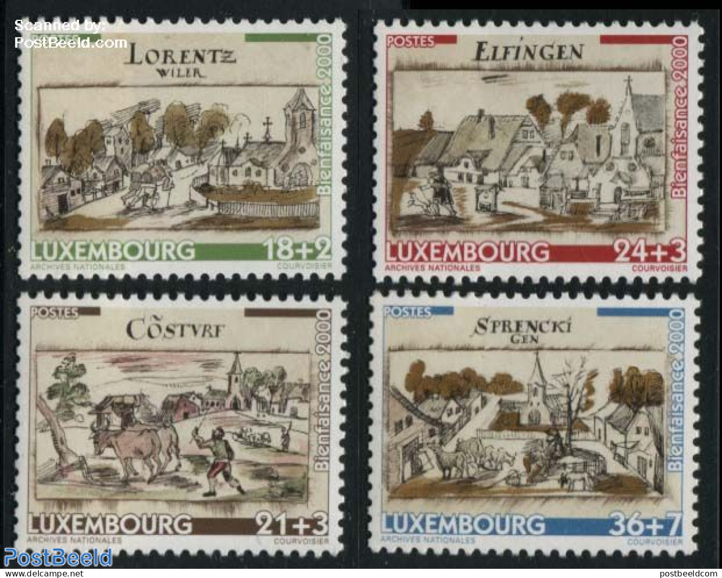 Luxemburg 2000 Welfare, Villages 4v, Mint NH, Nature - Religion - Animals (others & Mixed) - Dogs - Churches, Temples,.. - Nuovi