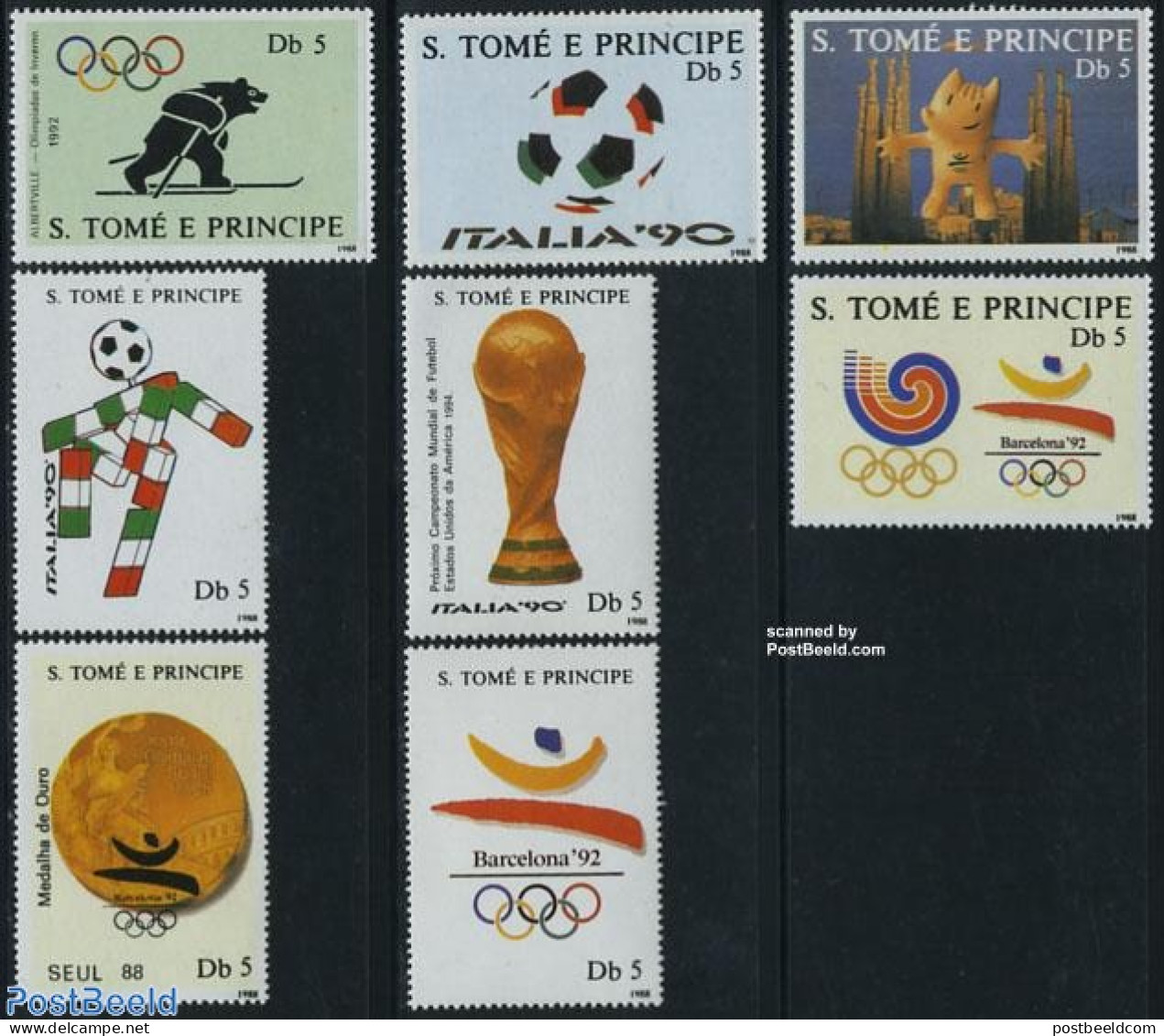 Sao Tome/Principe 1988 Olympic Games/World Cup Football 8v, Mint NH, Sport - Football - Olympic Games - Sao Tome And Principe