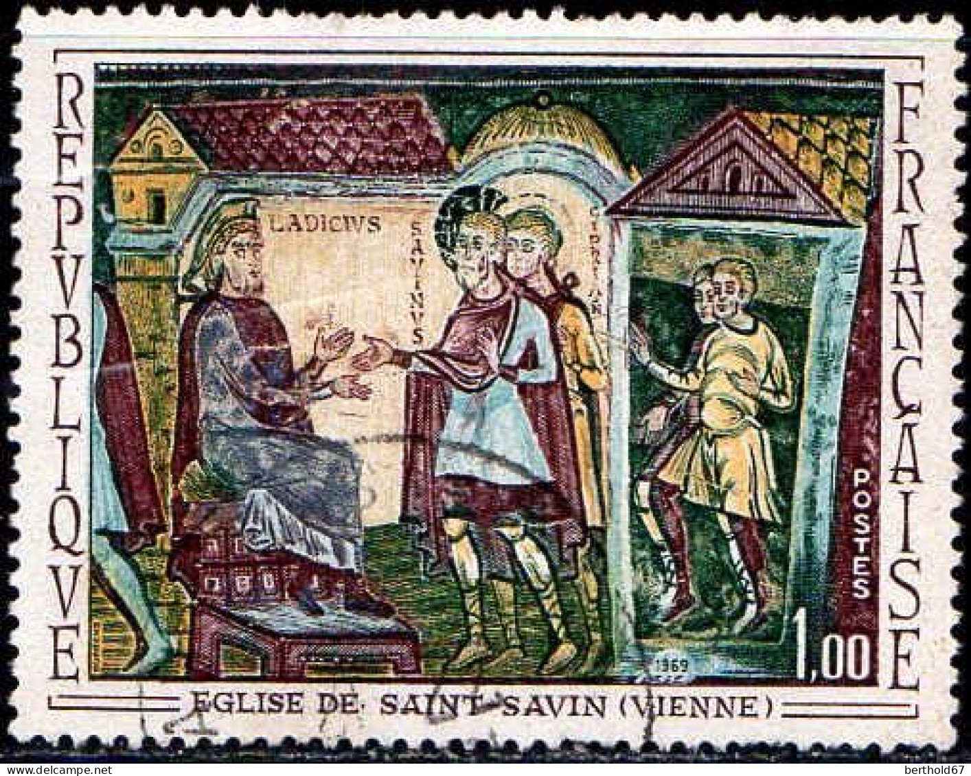 France Poste Obl Yv:1588 Mi:1677 Eglise De St-Savin Fresques (TB Cachet Rond) (Thème) - Other & Unclassified