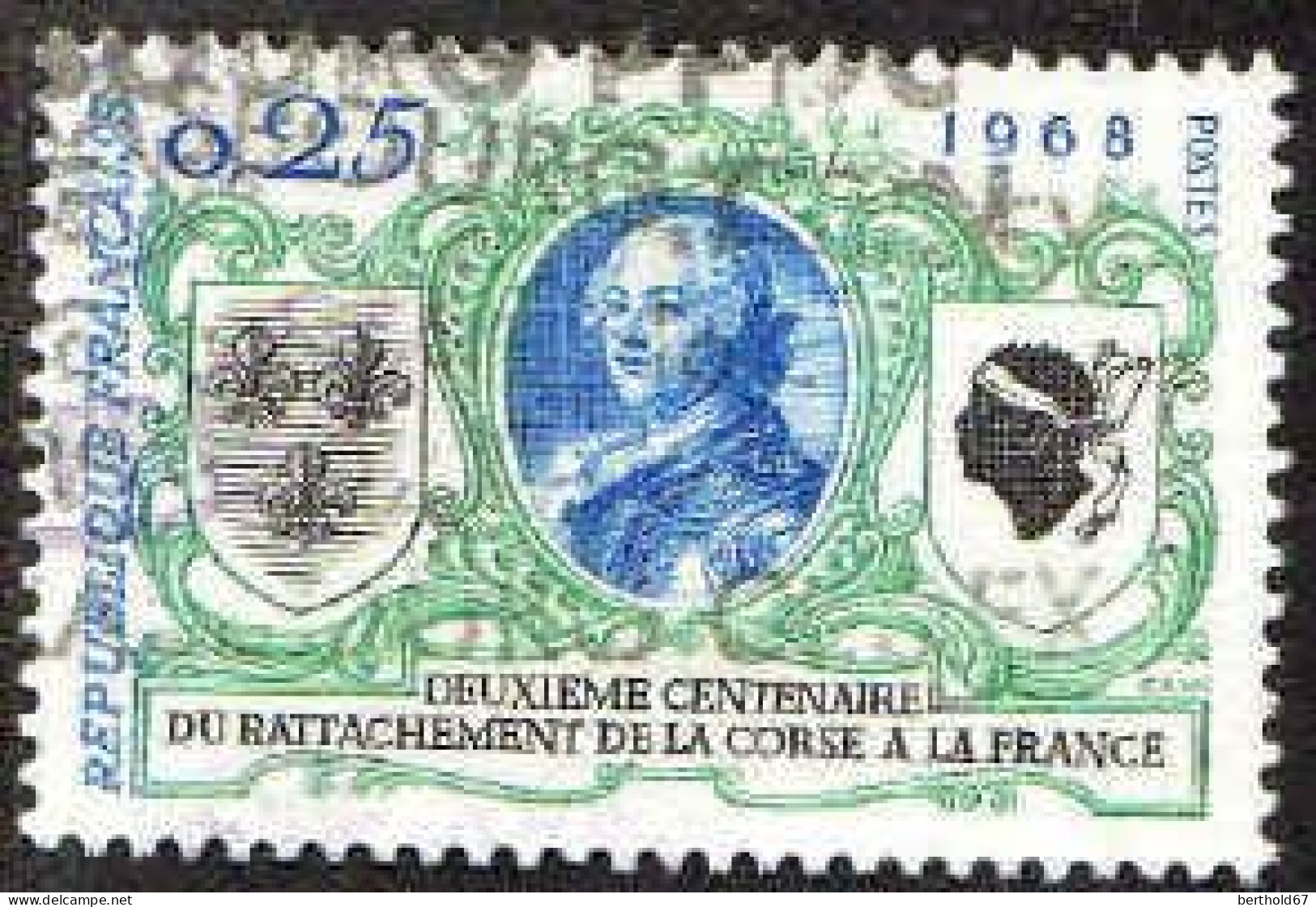 France Poste Obl Yv:1572 Mi:1637 Rattachement De La Corse à La France Louis XV (Belle Obl.mécanique) (Thème) - Briefmarken