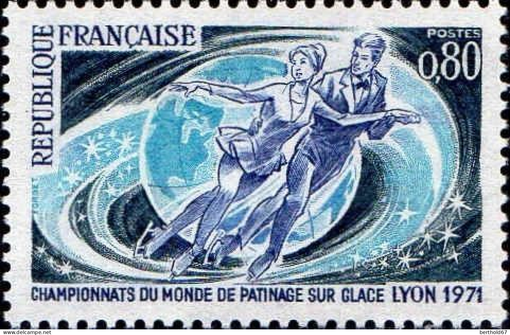 France Poste N** Yv:1665 Mi:1739 Championnats Du Monde Patinage Sur Glace Lyon (Thème) - Kunstschaatsen