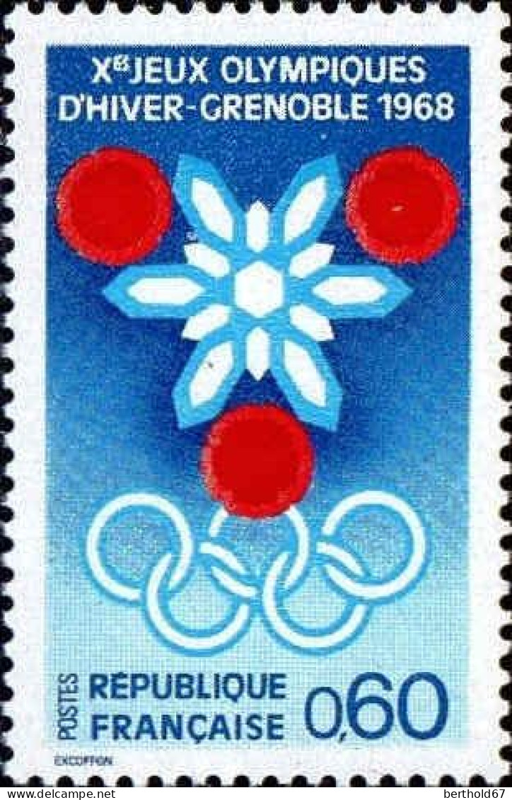 France Poste N** Yv:1520 Mi:1576 Jeux Olympiques D'hiver Grenoble (Thème) - Invierno 1968: Grenoble