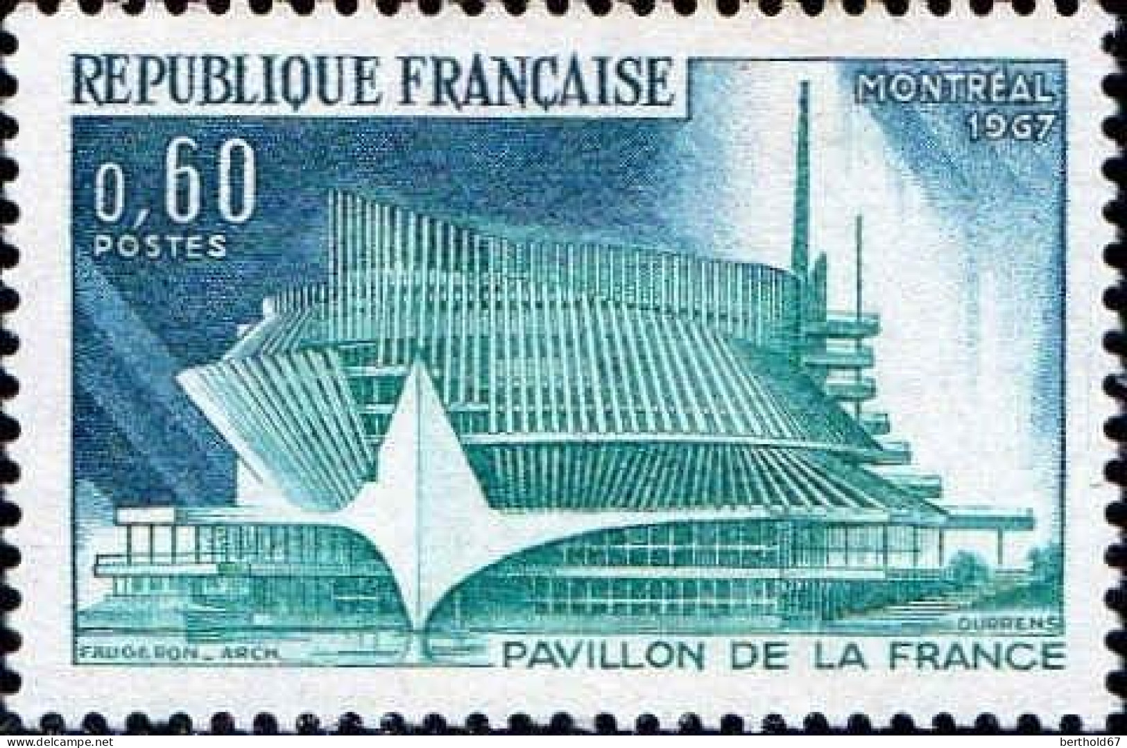 France Poste N** Yv:1519 Mi:1577 Montréal Pavillon De La France (Thème) - 1967 – Montreal (Canada)