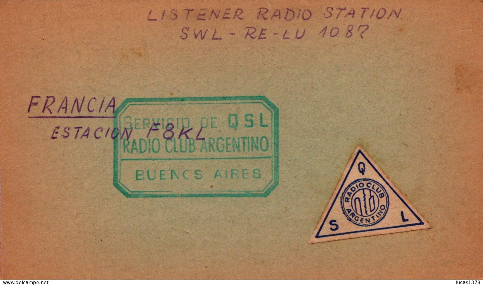 ARGENTINE  / CARTE QSL RADIO AMATEUR / 1951 / TIMBRE AU DOS - Radio Amatoriale