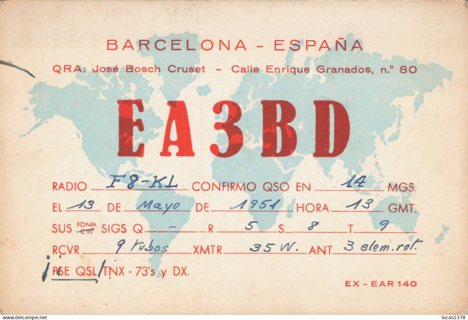 ESPAGNE   / CARTE QSL RADIO AMATEUR / 1951 / - Radio Amatoriale