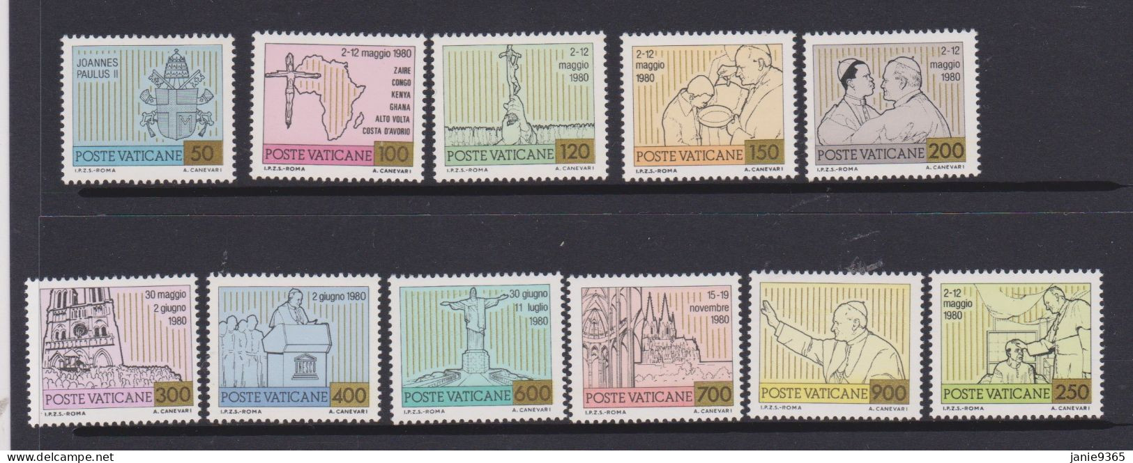 Vatican City S 710-20 1981 Journeys Of Pope John Paul II.mint Never Hinged - Unused Stamps