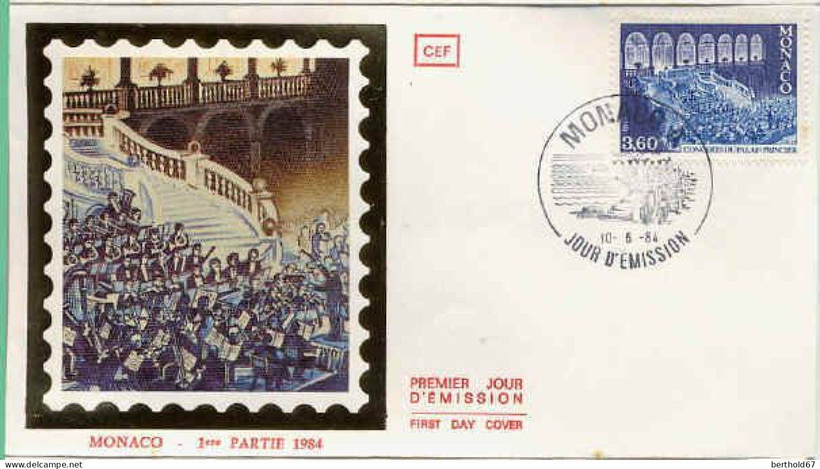 Monaco Poste Obl Yv:1429 Mi:1633 Concerts Du Palais Princier (TB Cachet à Date) Fdc 10-5-84 - Oblitérés