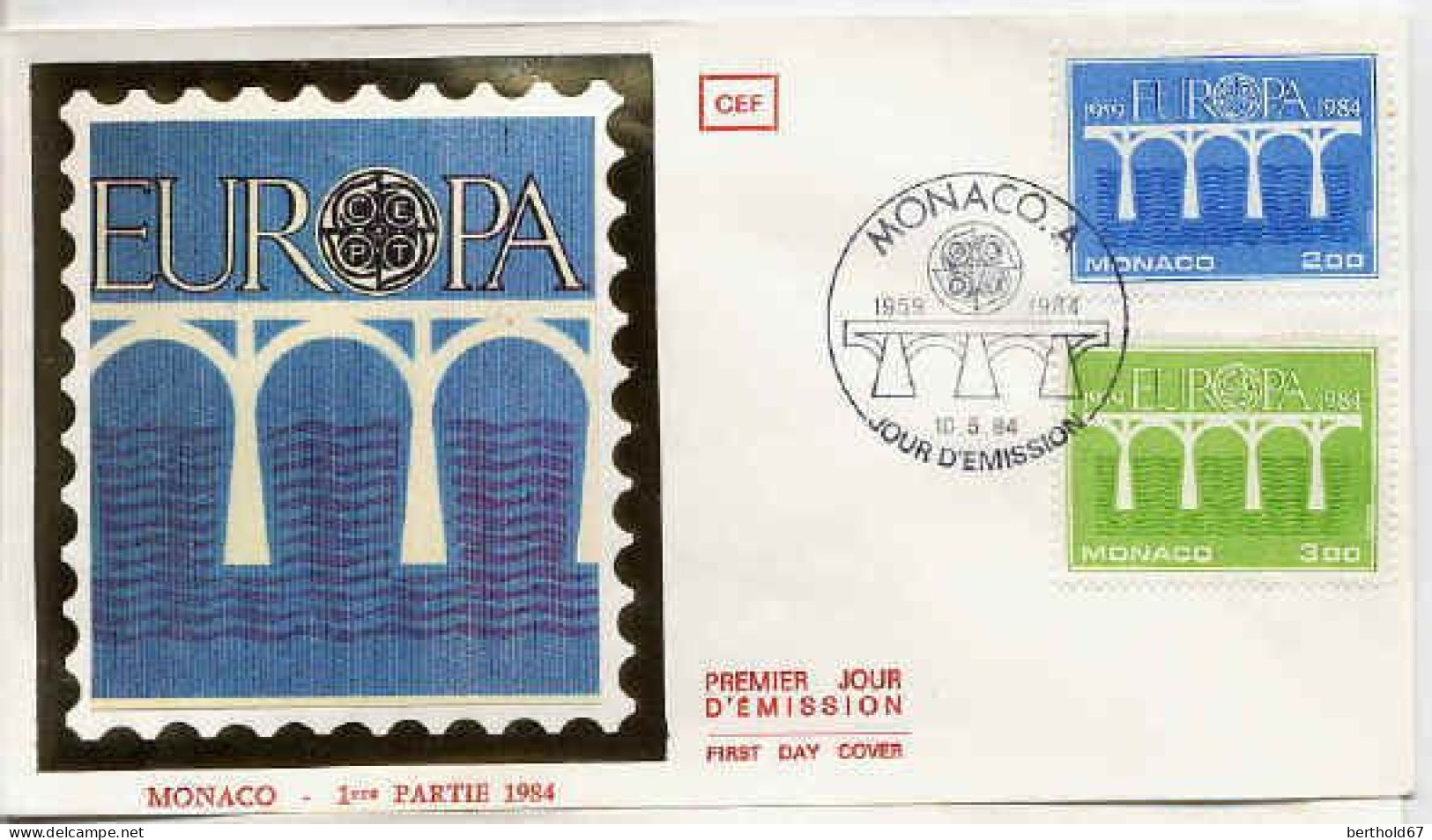 Monaco Poste Obl Yv:1418/1419 Europa Cept Pont De La Coopération (TB Cachet à Date) Fdc 10-5-84 - Oblitérés