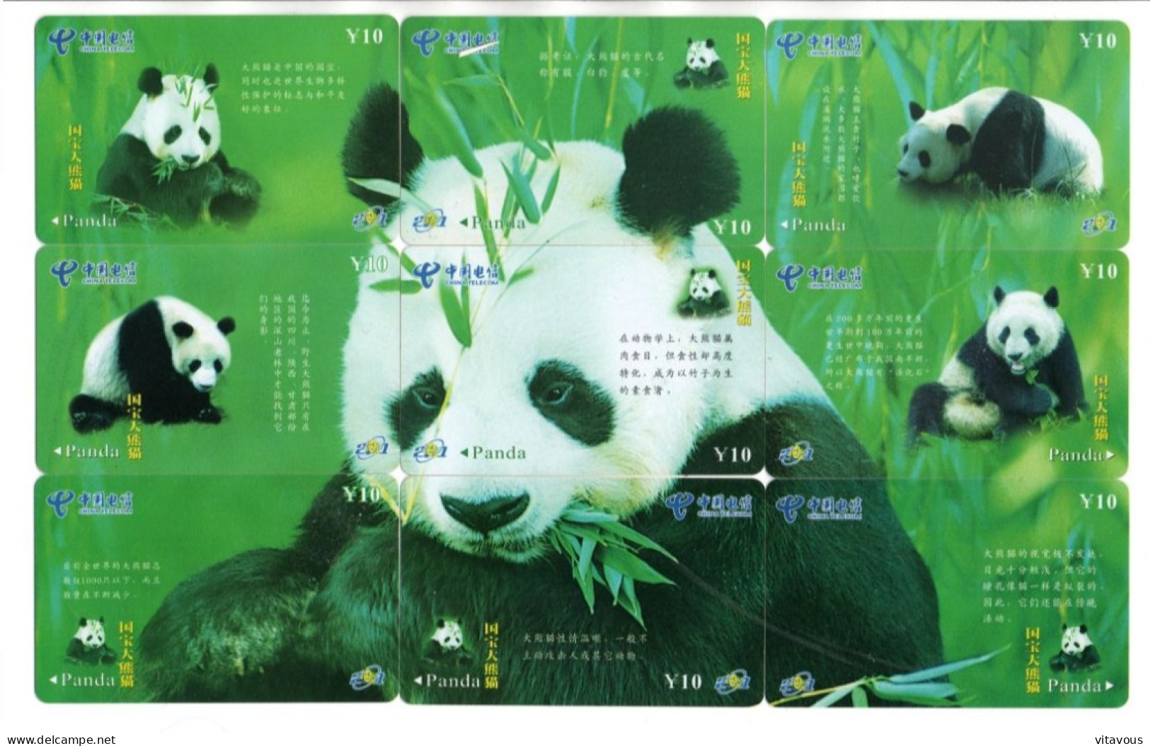 PANDA Puzzle 9  Télécartes Chine China Phonecard  Telefonkarte (P 58) - Cina