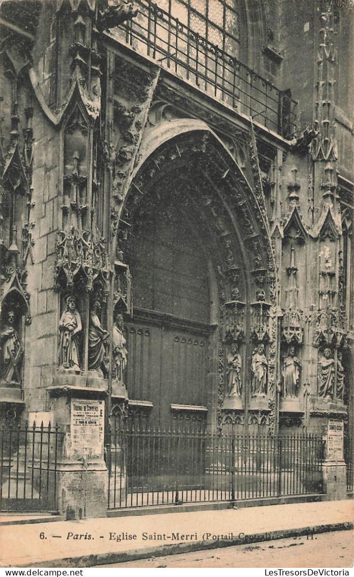 FRANCE - Paris - Vue Panoramique - Vue Sur L'église Saint Merri - Portail Central - J H - Carte Postale Ancienne - Chiese
