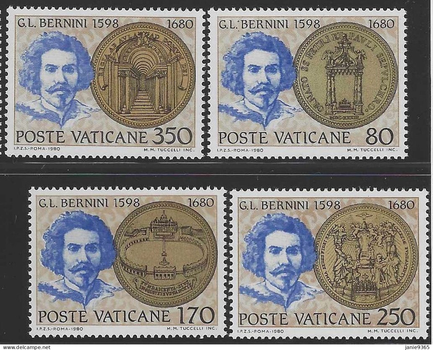 Vatican City S 689-92 1980 300th Anniversary Death Of Lorenzo Bernini.mint Never Hinged - Neufs