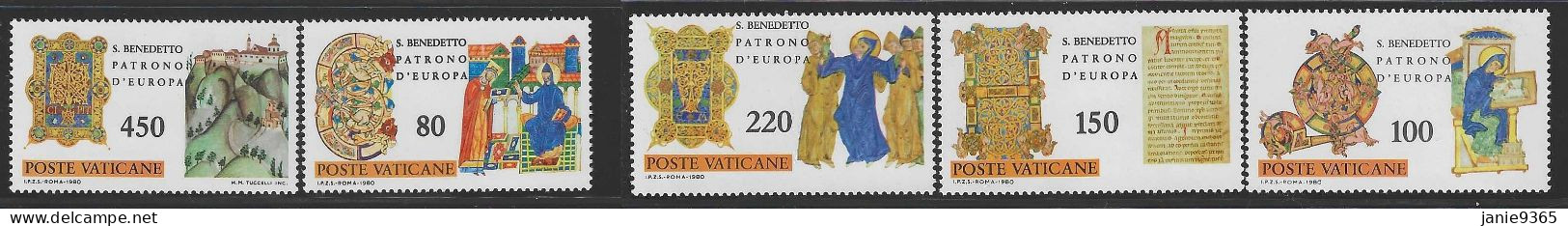 Vatican City S 684-688 1980 1500th Anniversary Birth Of St Benedict .mint Never Hinged - Neufs
