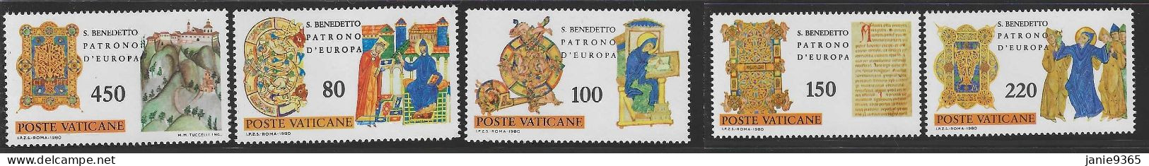 Vatican City S 684-688 1980 1500th Anniversary Birth Of St Benedict .mint Never Hinged - Neufs