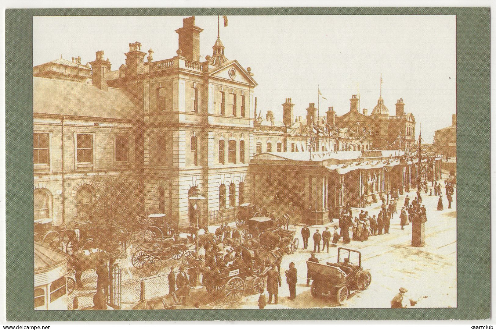 Euston, London : VINTAGE CAR / AUTO, HORSES/COACHES - Derby Station, June 1906 - (England) - PKW