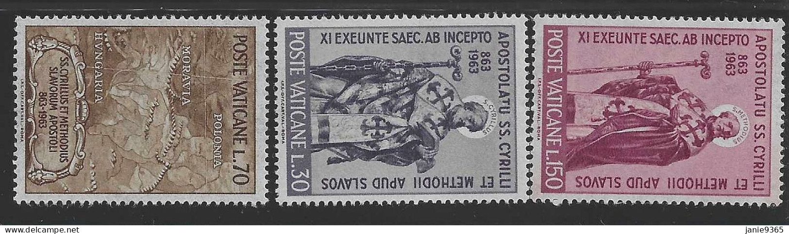 Vatican City S 382-384 1963 St Cyril And Methodius.mint Never Hinged - Neufs