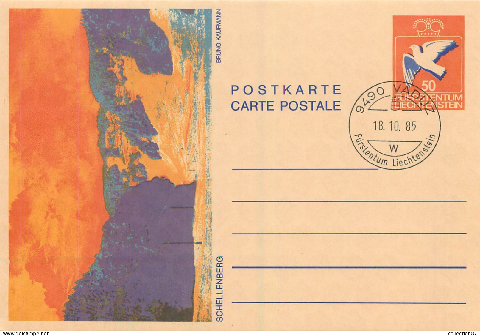 REF 002 > LIECHTENSTEIN < 3 CARTES ENTIERS POSTAUX > OBLITERATION VADUZ 1985 - COLOMBE - Postwaardestukken