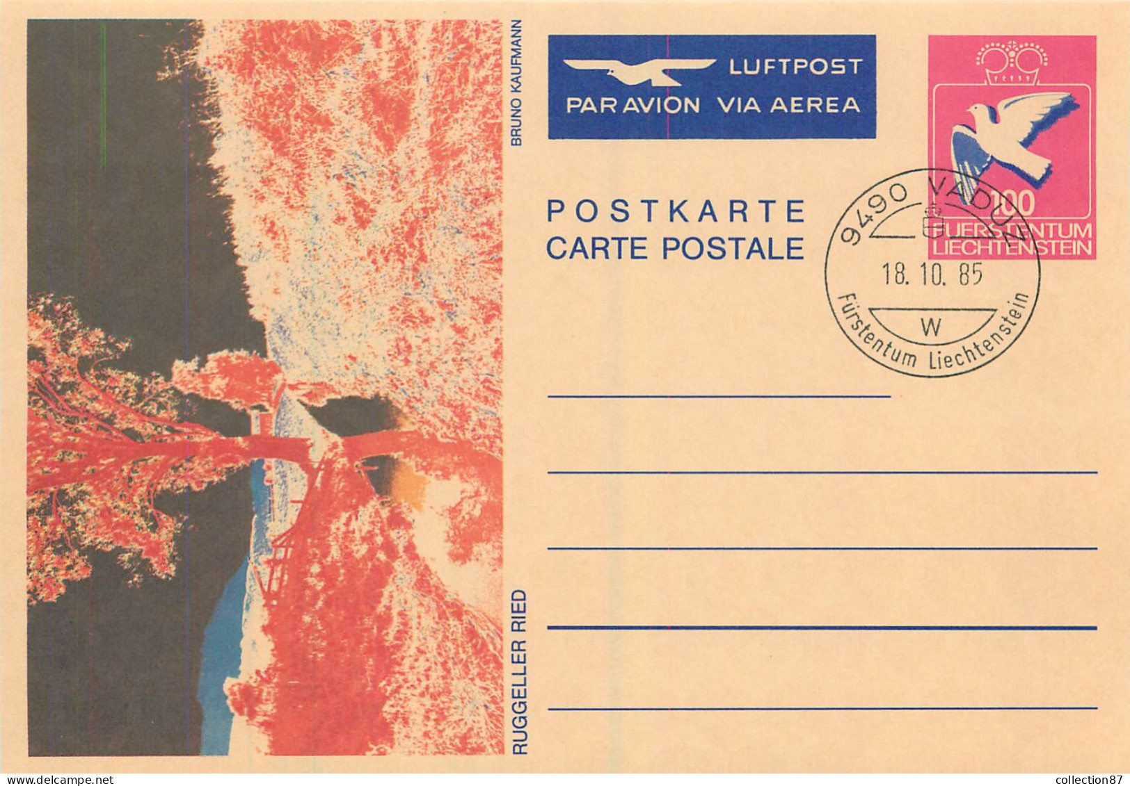 REF 002 > LIECHTENSTEIN < 3 CARTES ENTIERS POSTAUX > OBLITERATION VADUZ 1985 - COLOMBE - Postwaardestukken