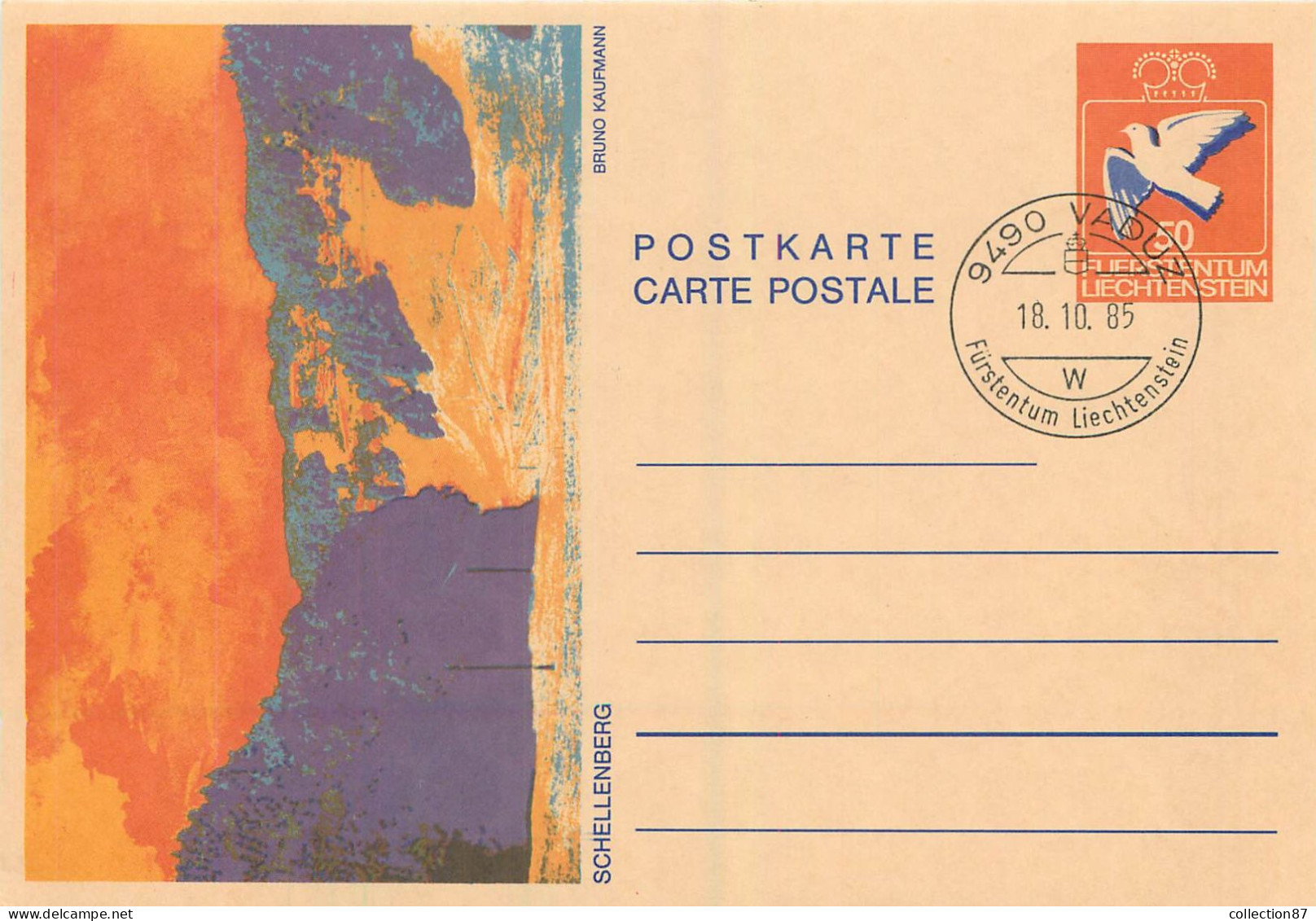 REF 002 > LIECHTENSTEIN < 3 CARTES ENTIERS POSTAUX > OBLITERATION VADUZ 1985 - COLOMBE - Postwaardestukken