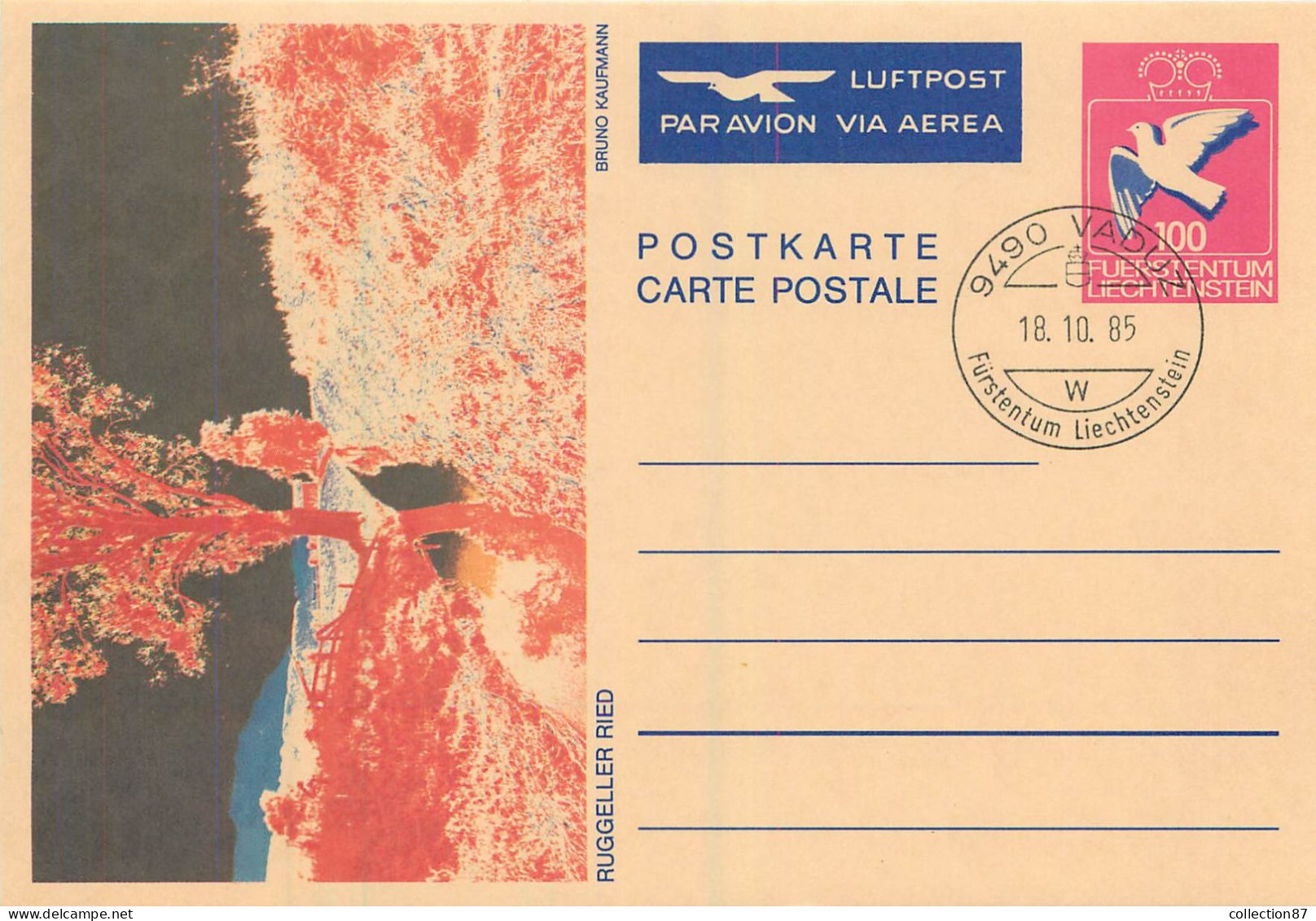 REF 002 > LIECHTENSTEIN < 3 CARTES ENTIERS POSTAUX > OBLITERATION VADUZ 1985 - COLOMBE - Enteros Postales